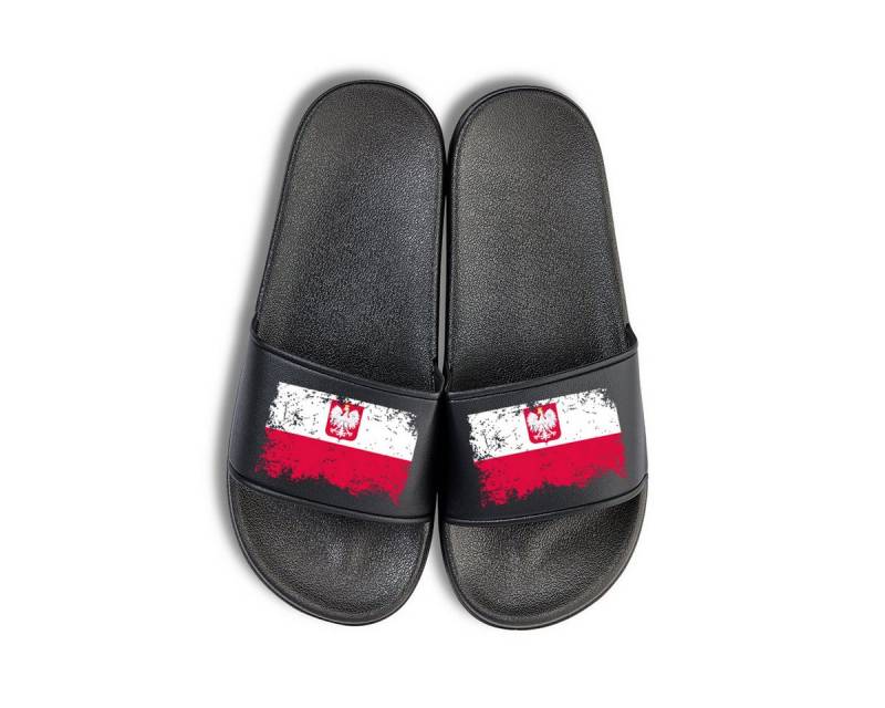 Youth Designz Vintage Polen EM 2024 Unisex Badelatschen Flip Flops Badeschuh mit Polska Flagge und Adler Logo für Herren & Damen von Youth Designz