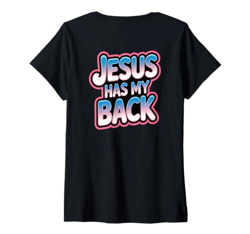 Damen Jesus hält mir den Rücken frei T-Shirt mit V-Ausschnitt Damen Jesus hält mir den Rücken frei T-Shirt mit V-Ausschnitt von Youth Ministry Culture
