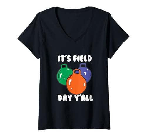 Damen PE Lehrer Feldtag Veranstaltung Schule Aktivität Jugend Athleten T-Shirt mit V-Ausschnitt Damen PE Lehrer Feldtag Veranstaltung Schule Aktivität Jugend Athleten T-Shirt mit V-Ausschnitt von Youth Sports Day Funny Students Matching Field Day