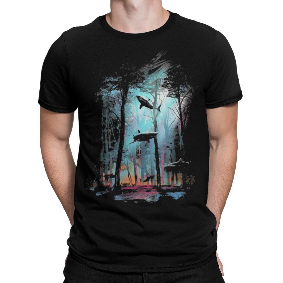 Haie Im Wald T-Shirt/100% Baumwolle Herren Damen Alle Größen | Yw-120 von YouthWindsInc