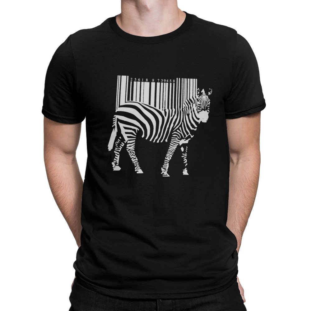 Zebra Strichcode Grafik T-Shirt/100% Baumwolle Herren Damen Alle Größen | Yw-123 von YouthWindsInc