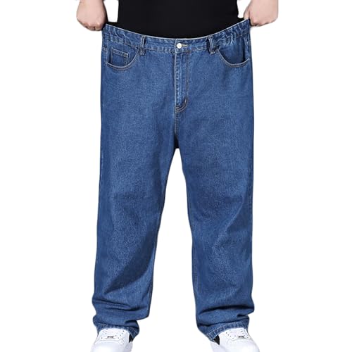 Herren Hip Hop Jeanshose Baggy Jeans Denim Cargohosen Lange Loose Fit Hose Streethose(Size:42W,Color:Dark Blue) von Youthful flying