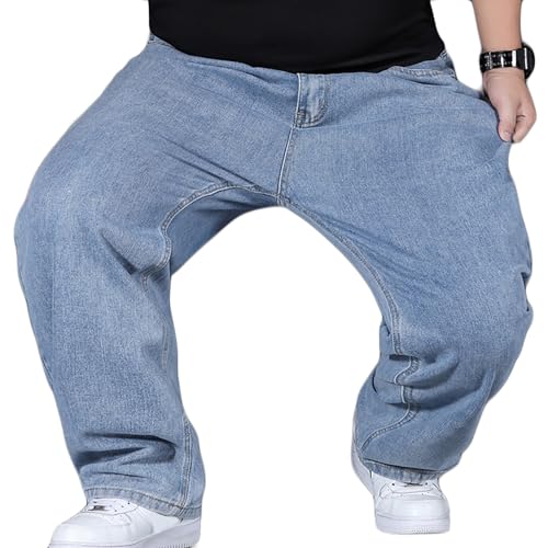 Herren Hip Hop Jeanshose Baggy Jeans Denim Cargohosen Lange Loose Fit Hose Streethose(Size:44W,Color:Blau) von Youthful flying