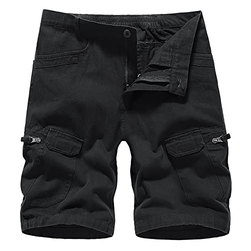 Youthful flying Herren Cargo Shorts Bermuda Kurz Hose Loose Leichte Outdoor Multi Taschen Cargohose Atmungsaktiv Wanderhose(Size:40W,Color:Schwarz) von Youthful flying