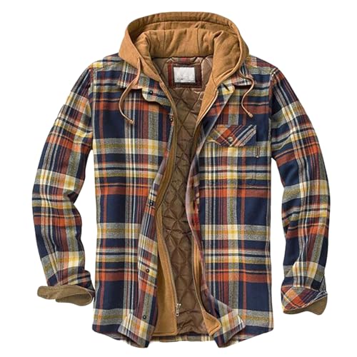 Youthful flying Herren Hemdjacke Kariert Warm Holzfällerhemd mit Kapuze Atmungsaktiv Dicke Hemden Vintage Plaid Freizeitjacke(Size:4XL,Color:A) von Youthful flying