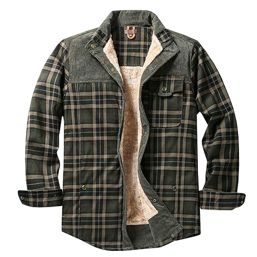 Youthful flying Herren Kariert Holzfällerhemd Thermohemd Flanell Jacke Arbeitshemd Winter(Size:3XL,Color:Armeegrün) von Youthful flying