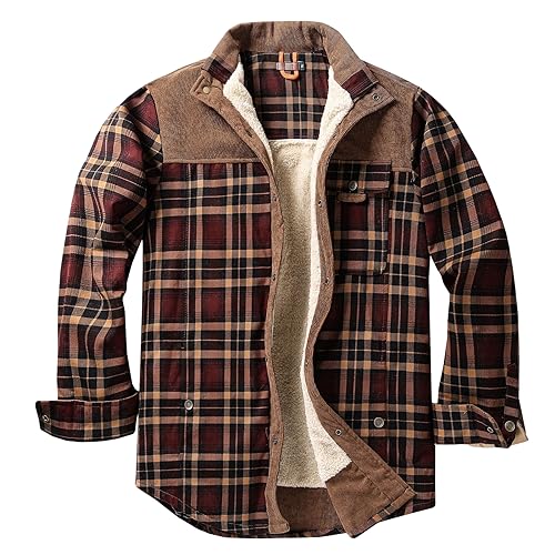 Youthful flying Herren Kariert Holzfällerhemd Thermohemd Flanell Jacke Arbeitshemd Winter(Size:4XL,Color:Kaffee) von Youthful flying