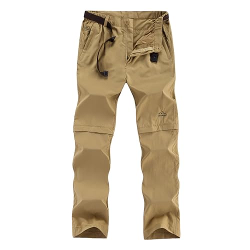 Youthful flying Herren Outdoorhose Zip Off Wanderhose Atmungsaktiv Trekking Hose Schnell Trockend Sommer(Size:4XL,Color:Khaki) von Youthful flying