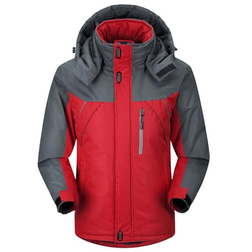 Youthful flying Herren Winterjacke Wasserdichte Winddichte Warme Fleece-Futter Skijacke mit Kapuze(Size:5XL,Color:Rot) von Youthful flying