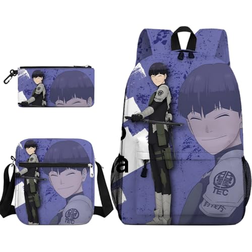 Youxy Kafka Hibino Rucksack 3-teiliges Set Anime Kikoru Shinomiya Schulranzen mit Umhängetasche Federmäppchen Cartoon 3D Gedruckt Schulbedarf für Mädchen Jungen, Typ 3 von Youxy