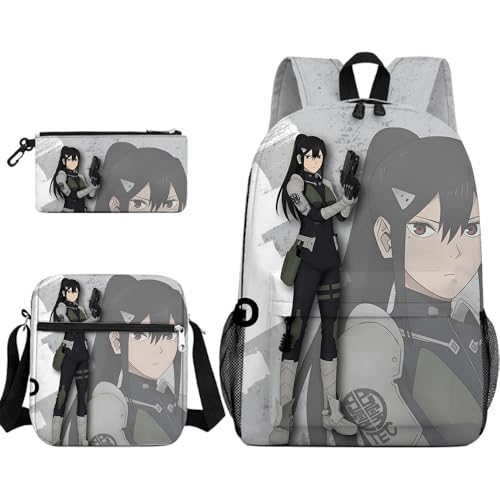 Youxy Kafka Hibino Rucksack 3-teiliges Set Anime Kikoru Shinomiya Schulranzen mit Umhängetasche Federmäppchen Cartoon 3D Gedruckt Schulbedarf für Mädchen Jungen, Typ 6 von Youxy