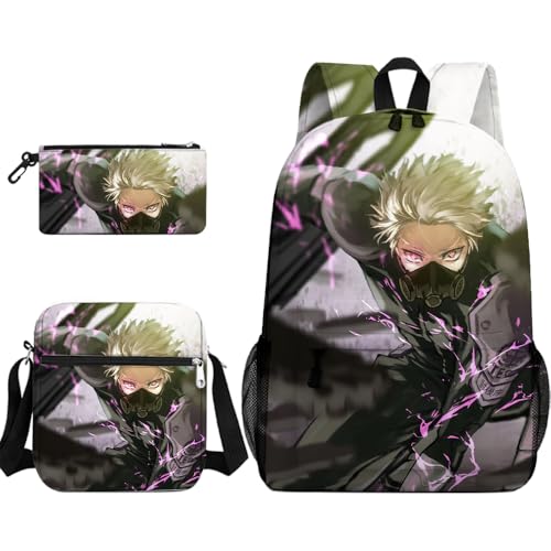 Youxy Kafka Hibino Rucksack 3-teiliges Set Anime Kikoru Shinomiya Schulranzen mit Umhängetasche Federmäppchen Cartoon 3D Gedruckt Schulbedarf für Mädchen Jungen, Typ 8 von Youxy