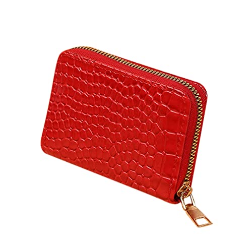 Brieftasche Herren Klein Ohne Münzfach Frauen Mini tragbare Kartenaufbewahrungstasche Kartenhalter Schlüsselaufbewahrungstasche Geldbeutel Schlüssel-Mini-Geldbörse mit Reißverschluss (Red, One Size) von Youyu77