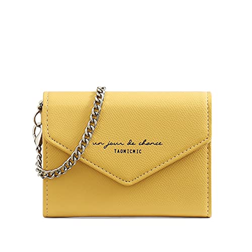 Damen Geldbörsen Blau Frauen Party Geldbörsen Kurze Taschen mit Reißverschluss Geldbörsen mit Reißverschluss Clutch Bag Handytasche Schlüssel-Mini-Geldbörse (Yellow, One Size) von Youyu77