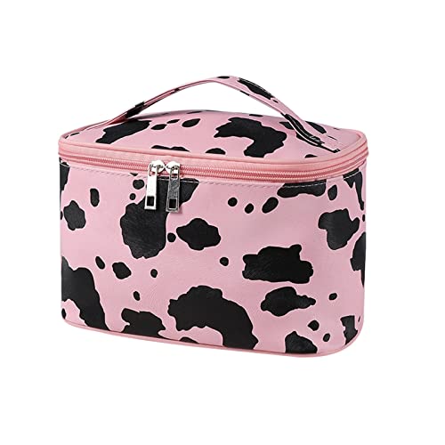 Freigut Taschen Make-up-Tasche für Frauen, große Reise-Kulturtasche, große Kapazität, verdickte, wasserdichte Kosmetik-Aufbewahrungstasche Schlüsseletui mit Schlüsselring (Pink, one Size) von Youyu77