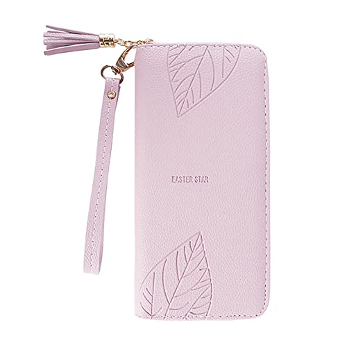 Geldbörsen Herren Blau Modische -Geldbörse mit Reißverschluss, lang, einfarbig, für mehrere Karten, Ausweis, Damen-Handtasche, Clutch Schlüssel-Münzfach mit Druckknopfverschluss (White, One Size) von Youyu77