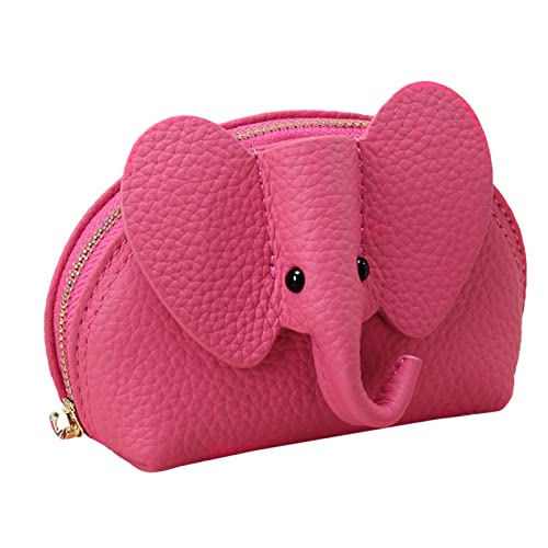 Geldbörsen Herren Groß Rindsleder Tier Cartoon süße Geldbörse Elefant Geldbörse Geldbörse Mini Geldbörse mit Armband Schlüsseletui mit Druckknopfverschluss (Red, One Size) von Youyu77