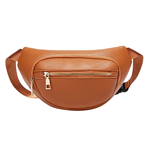 Half Moon Crossbody Bag Damen Hüfttaschen Outdoor Mode Frauen Feste Farbe Outdoor-Sport-Taillenbeutel Telefontasche Umhängetasche Schlüssel-RFID-Kartenetui (Brown, One Size) von Youyu77