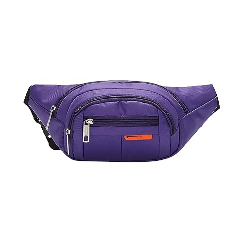 Hüfttaschen Damen Running Fanny Pack Herren- und Damen-Handy-Out-of-Home-Casual-Kuriertasche, Bedruckte eng anliegende Geldbörse Schlüsseletui mit Schlüsselring und Münzfach (Purple, One Size) von Youyu77