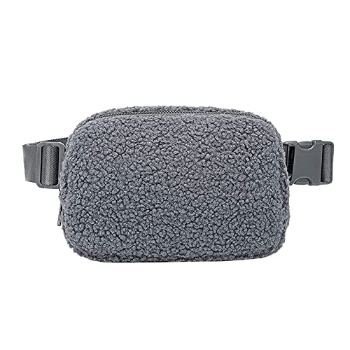 Hüfttaschen Damen multifunktionale Outdoor-Plüsch-Gürteltasche, eine Schulter-Brusttasche Schlüsseltaschen-Geldbeutel Bauchtasche schwarz (Grey, One Size) von Youyu77