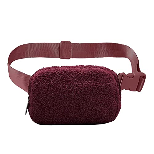 Hüfttaschen Damen multifunktionale Outdoor-Plüsch-Gürteltasche, eine Schulter-Brusttasche Schlüsseltaschen-Geldbeutel Bauchtasche schwarz (Red, One Size) von Youyu77