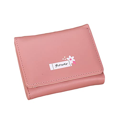 Kleine Geldbörsen Herren Leas Damen-ID, Kurze Geldbörse, Blumendrucke, Hasp-Geldbörse, mehrere Kartenfächer, Clutch Bag Schlüsselanhänger-Geldbörse (Hot Pink, One Size) von Youyu77