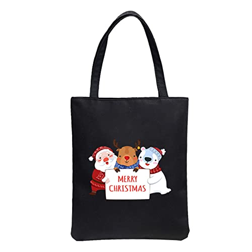 Papiertragen Taschen Männer und Frauen Umhängetasche Mode einfache Trend Cartoon niedliche Weihnachten Bedruckte Segeltuchtasche Schlüsseletui mit Schlüsselring und RFID-Schutz (L, One Size) von Youyu77