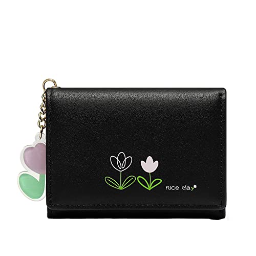 Youyu77 Damen Geldbörsen Groß Günstig Damen Kleine Mode Geldbörse Multi Card ID Bag Damen Geldbörse Clutch Bag Schlüsseletui mit Geldscheinfach und Münzfach (Black, One Size) von Youyu77