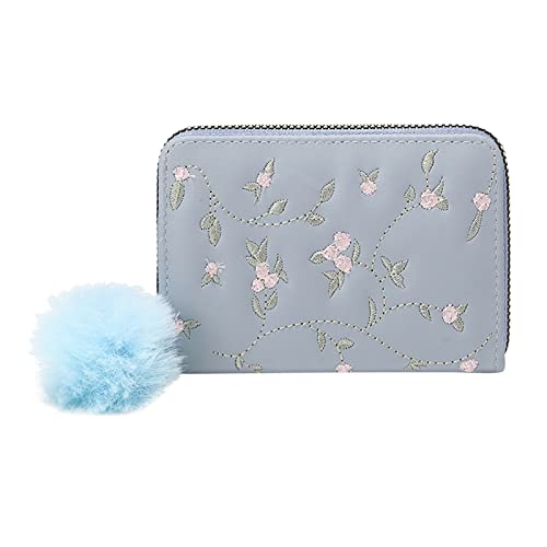 Youyu77 Damen Geldbörsen Groß Reißverschluss Damen Geldbörse Mode Blumenmuster Stickerei Neues Muster Reißverschluss Praktische mehrlagige Tasche Mädchen Kinder Crossbody Geldbörse (Blue, One Size) von Youyu77