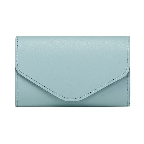 Youyu77 Damen Geldbörsen Groß Schwarz Frauen Brieftasche Neues Muster Mode Einfache Einfarbige Convenience Card Bag Praktische Schnallenriemen-Grifftasche Damen Kinder Schultertasche (Blue, One Size) von Youyu77
