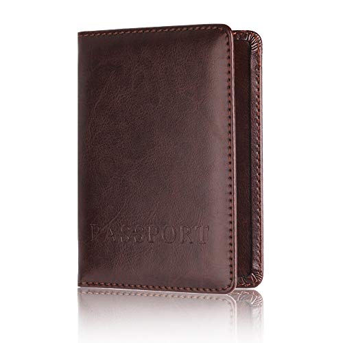 Youyu77 En Head Brieftasche Herren Halter Protektor Passport Soft Business Wlet Card Abdeckung Passporttasche Schlüssel-Münzbeutel mit Reißverschluss (Coffee, One Size) von Youyu77