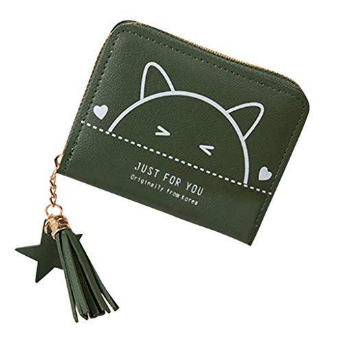 Youyu77 Klein Geldbörsen Damen Gelb S Card Outdoor-Fransen aus Damen-Mode solide Color Trend Geldbörse Schlüsselgeldbeutel mit Reißverschluss (Green, One Size) von Youyu77