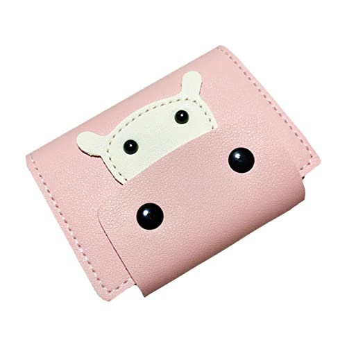 Youyu77 Kleine Brieftasche Damen Fashion Lady Cute Cartoon Cow Leather Solid Color Purse Multi Card ID Bag Womens Wallet Schlüsseletui mit Karabinerhaken (RD2, One Size) von Youyu77