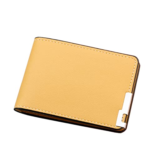 Youyu77 Kleine Geldbörsen Damen Stoff Fashion ID Short Wallet Solid Color Open Purse Card Slots Führerschein Cover Clutch Bag Fleur Moon Tasche (Yellow, One Size) von Youyu77