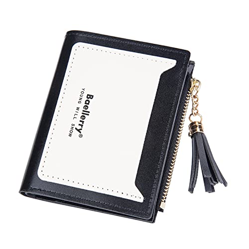 Youyu77 Kleine Geldbörsen Herren Mini Kartenhalter-Geldbörse Small Fashion Multi Card Buckle Party Wallets Zipper Wallet Blumenmuster Halbmondtasche (Black, One Size) von Youyu77