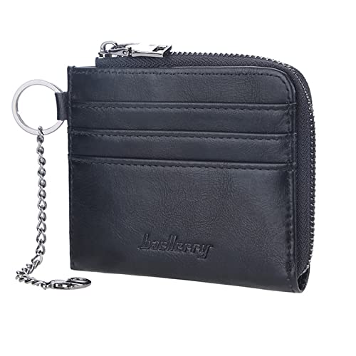 Youyu77 Mini Brieftasche Herren 15 Karten Casual Retro Herren Party Geldbörsen Kurze Taschen mit Reißverschluss Geldbörsen Clutch Bag Halbmondförmige Tasche (Black, One Size) von Youyu77