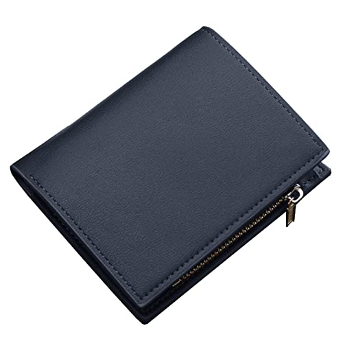 Youyu77 Mini Brieftasche Herren 15 Karten Fashion ID Short Wallet Solid Color Neutral Men Canvas Open Purse Wallet Halbmondrucksack (Black, One Size) von Youyu77