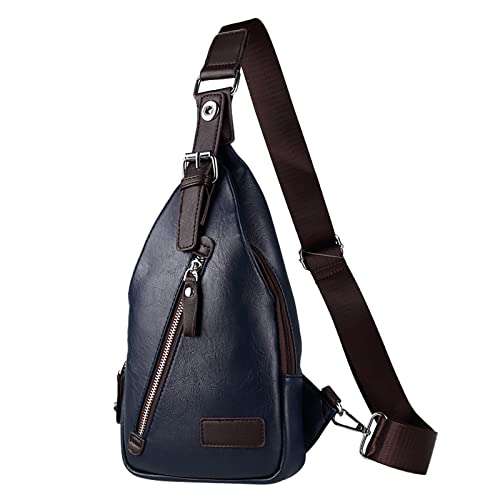 Youyu77 Schwarze Taschen koreanische Herren große Kapazität modische Reißverschluss Brust Reitumhängetasche Schlüssel-Mini-Geldbörse mit Kartenfach (Blue, One Size) von Youyu77