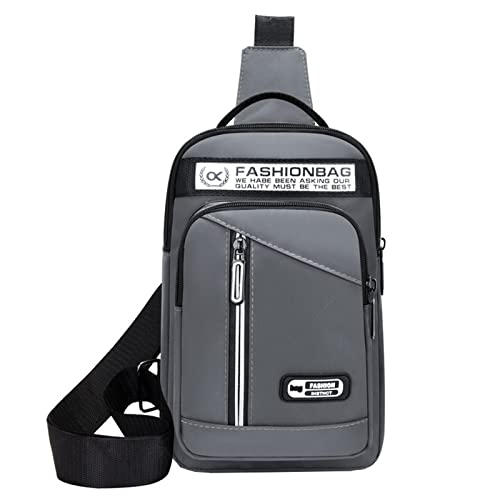 wasserdichte Taschen Für Boote Lässige Weste Echtes Schaffell und Rindsleder Stoffweste Motorrad Biker Stofftasche Halbmondtasche (Grey, One Size) von Youyu77