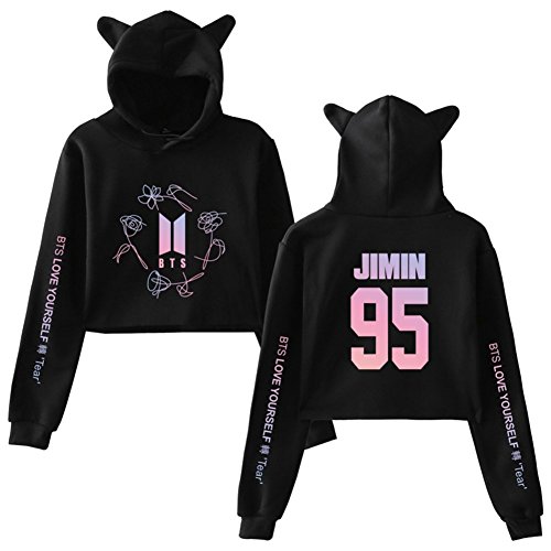 Yovvin BTS Hoodie, KPOP Bangtan Jungen Hip Pop Streetwear Katzenohr Tau-Nabel Anzug Kapuzenpullover Pulli Sweatshirt für Liebespaar Männer Damen Jugendliche(L JININ - Doppelseitig) von Yovvin