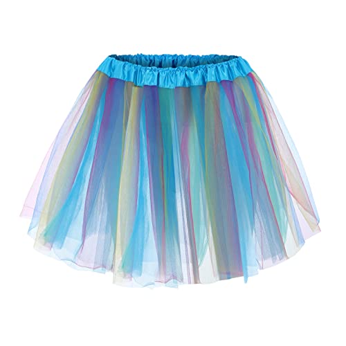 Damen Candy Color Multicolor Rock Support Half Body Puff Petticoat Bunter Kleiner kurzer Rock Regenbogen Kinder von Yowablo