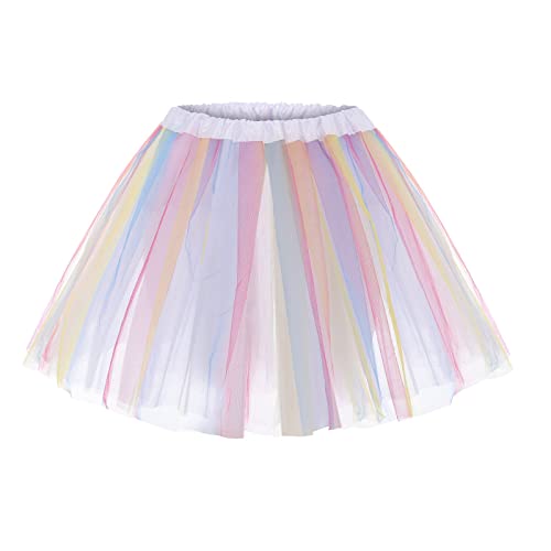 Damen Candy Color Multicolor Rock Support Half Body Puff Petticoat Bunter Kleiner kurzer Rock Regenbogen Kinder von Yowablo