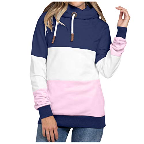 Damen Kapuzenpullover Damen Langarm Sweatshirt Pullover Casual Kapuzenpullover Lose Tunika Bluse Oversized Top Frauen Plus Size Langarm Sweatshirt Shirts Tops Pullover (M,6Blau) von Yowablo