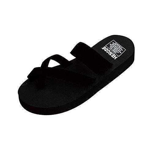 Hausschuhe Frauen Sommer Flip Flops Lässige Flache Sandalen Strand Open Toe Schuhe (38,3Schwarz) von Yowablo