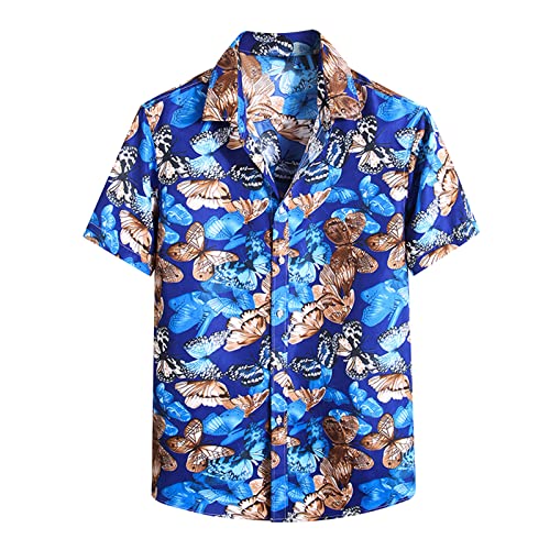 Hawaiihemd Kurzarm Freizeit Hawaii Hemd Print Blumen Lässig Unisex Hawaii-Shirt (3XL,16Blau) von Yowablo