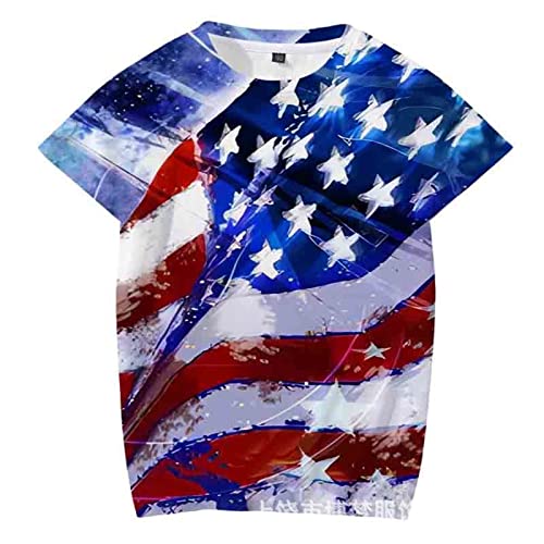 Herren-T-Shirts Hemden Herren-T-Shirt Grafik 3D-Druck Sommeroberteil USA Amerikanische Flagge Unabhängigkeitstag 4. Juli T-Shirts Herren Klamotten von Yowablo