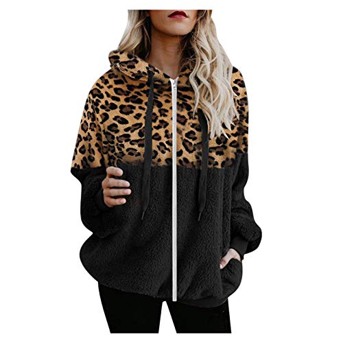 Hoodie Damen ragwear Jacke Sweatjacke Klamotten Clothes Sommerjacke Damen Kapuzenpullover Mantel Frauen Winter Warme Wolle Reißverschluss Taschen Baumwolle Outwear (M,3Schwarz) von Yowablo