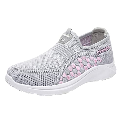 Mode Herbst Frauen Sportschuhe Flachboden Leicht Slip On Mesh Atmungsaktiv Polka Dots Casual Style Compatible with Motorrad Schuhe Damen 37 von Yowablo