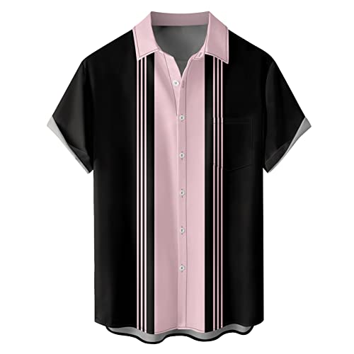 New Custom Print Herren Casual Retro Bowling Kurzarmhemd Classic Two Tone Camp Kurzarmhemd T-Shirts Herren Baumwolle Kurzarm Hemden von Yowablo