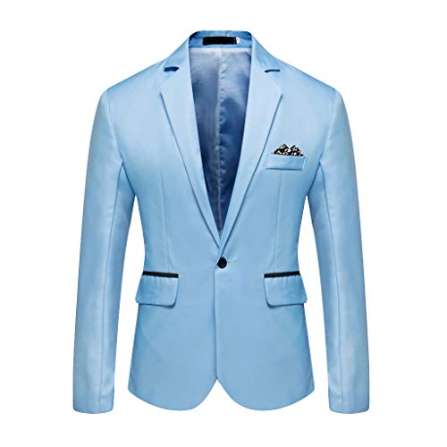 Outwear Herren Mäntel Jacken Hochzeit Anzug Business Casual Herren Stilvolle Oberteile Mantel Solide (L,3Himmelblau) von Yowablo
